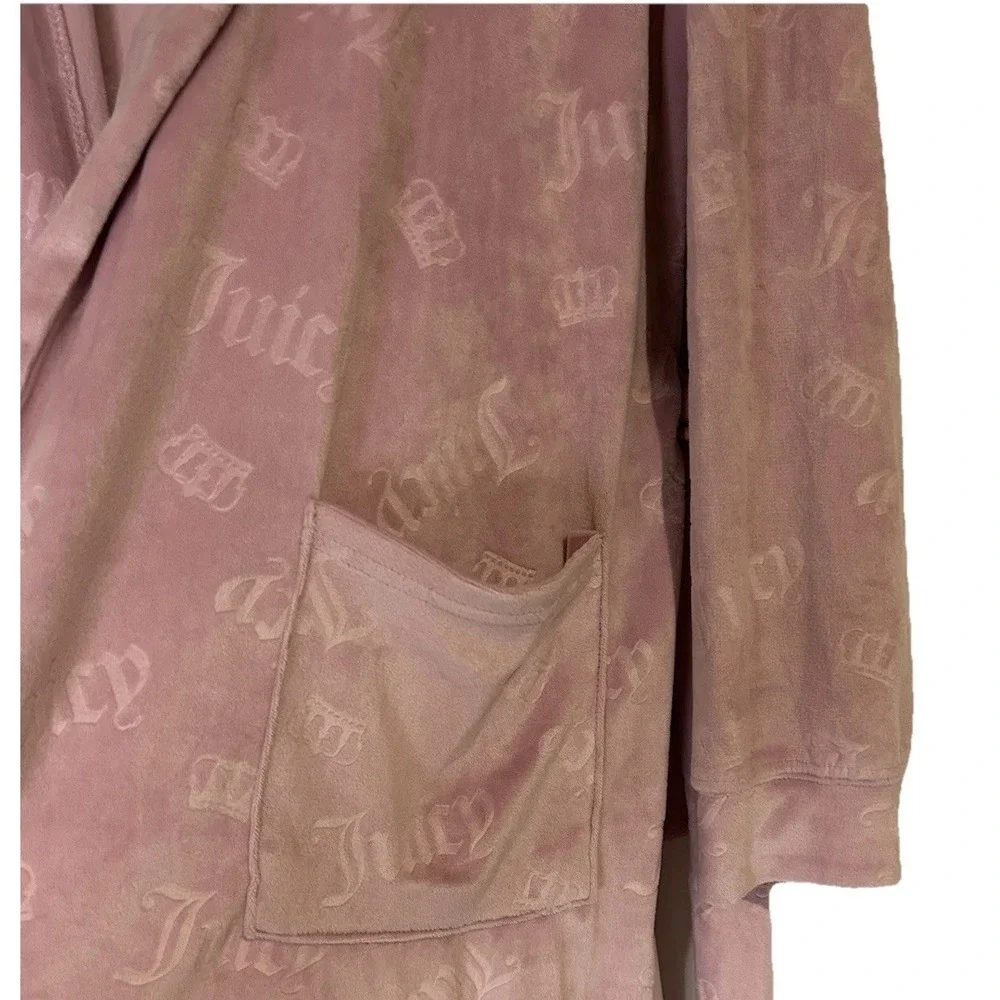 Womens Juicy Couture Pink Logo Bath Robe W Tie Size‎ Small Medium Adjustable S/M